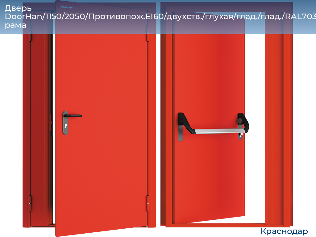 Дверь DoorHan/1150/2050/Противопож.EI60/двухств./глухая/глад./глад./RAL7035/прав./угл. рама, https://krasnodar.doorhan.ru
